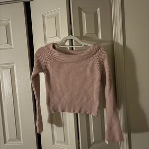 My Mum Made It Off Shoulder Sweater Top S/M Rose Pink